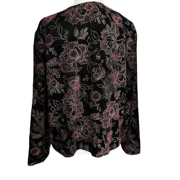 Norton McNaughton Womens Velvet Floral Metallic Vintage Blazer Jacket Blk. Sz 14 - Picture 5 of 7